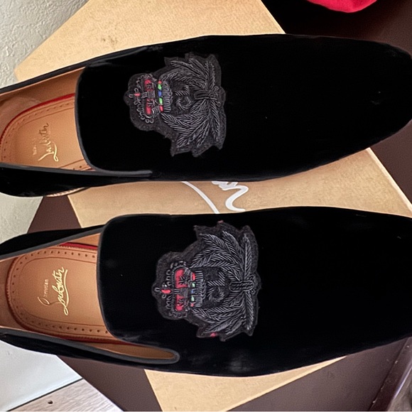 Christian Louboutin Black and Gold Velvet Flats main image 4